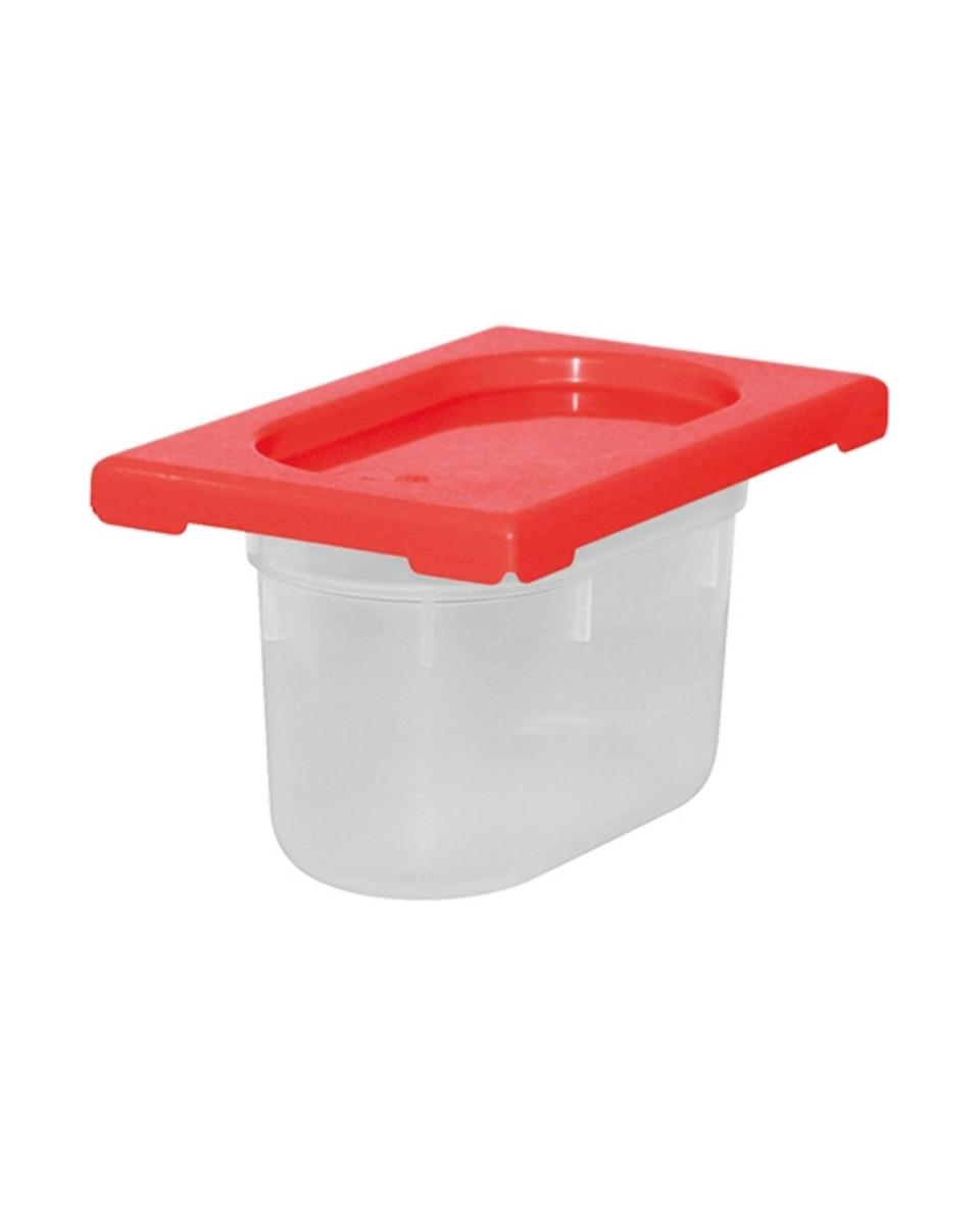 Boîte Alimentaire - 1/9 GN - 1 Litre - H 10 x 17.6 x 10.8 CM - Polypropylène - Rouge - -40°C / +70°C - Hermétique Verrouillable - Caterchef - 953887
