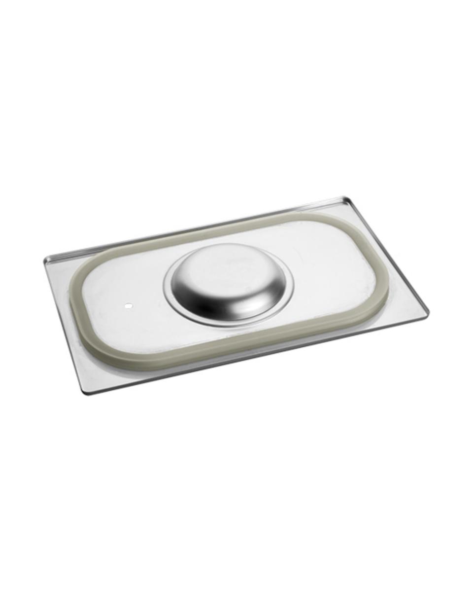 Couvercle Gastronorme - 1/4 GN - 26,5 x 16,2 CM - Inox - Avec Bord Silicone - Caterchef - 953525