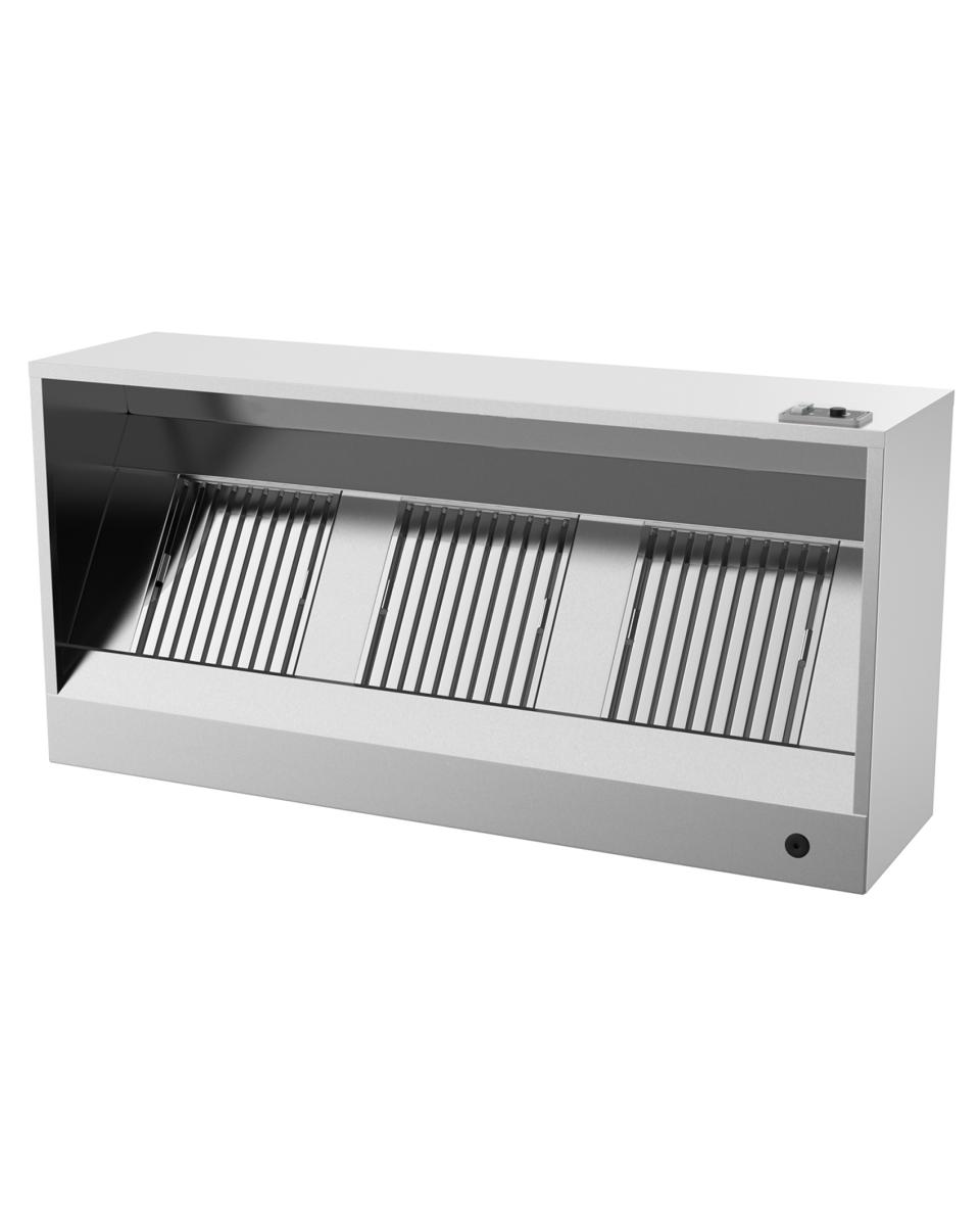 Hotte aspirante Restauration - Modèle Box - H 40 x 200 x 95 CM - Eclairage inclus - G-Line