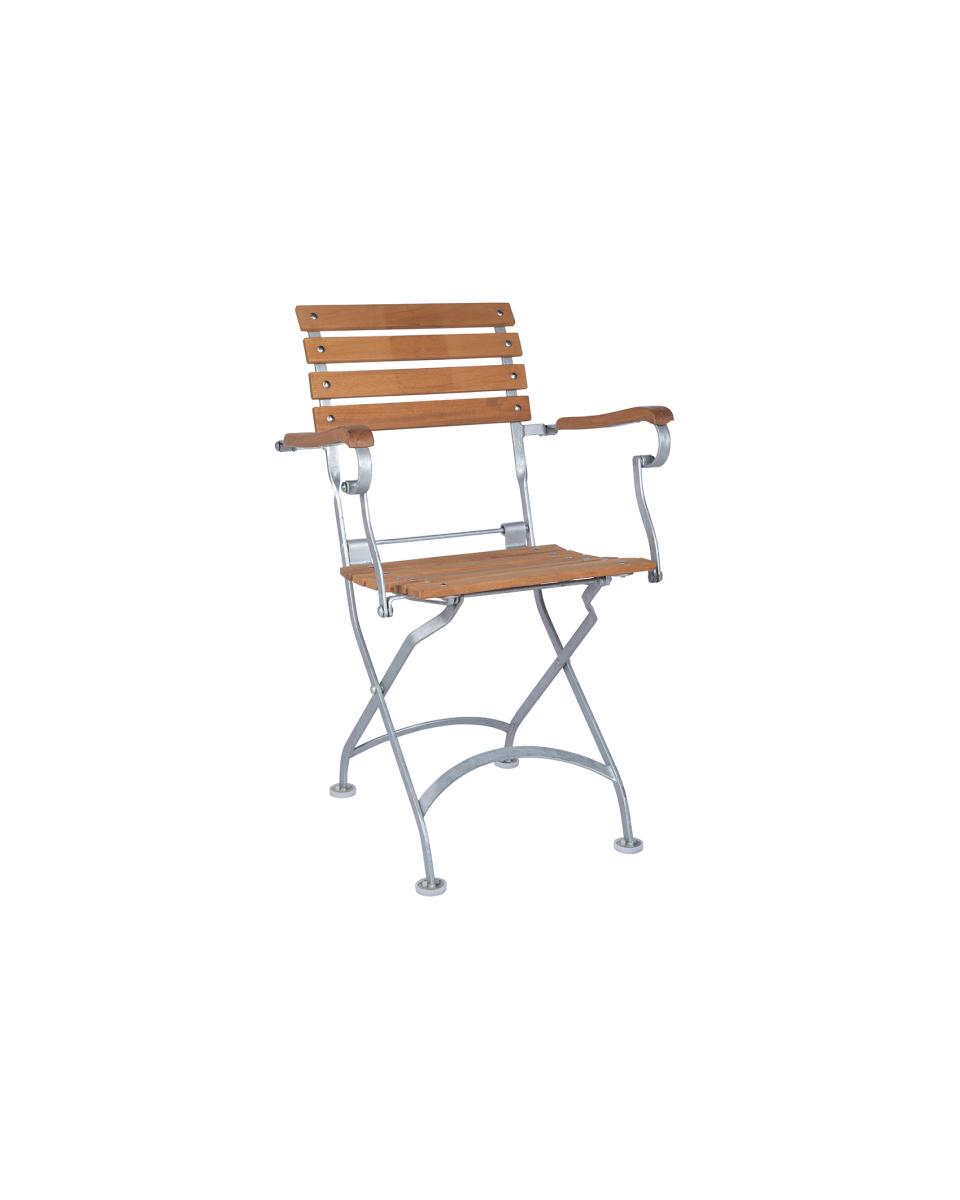 Chaise de patio - Solide - Chrome - Accoudoir - Fonte / Teck - G-Line