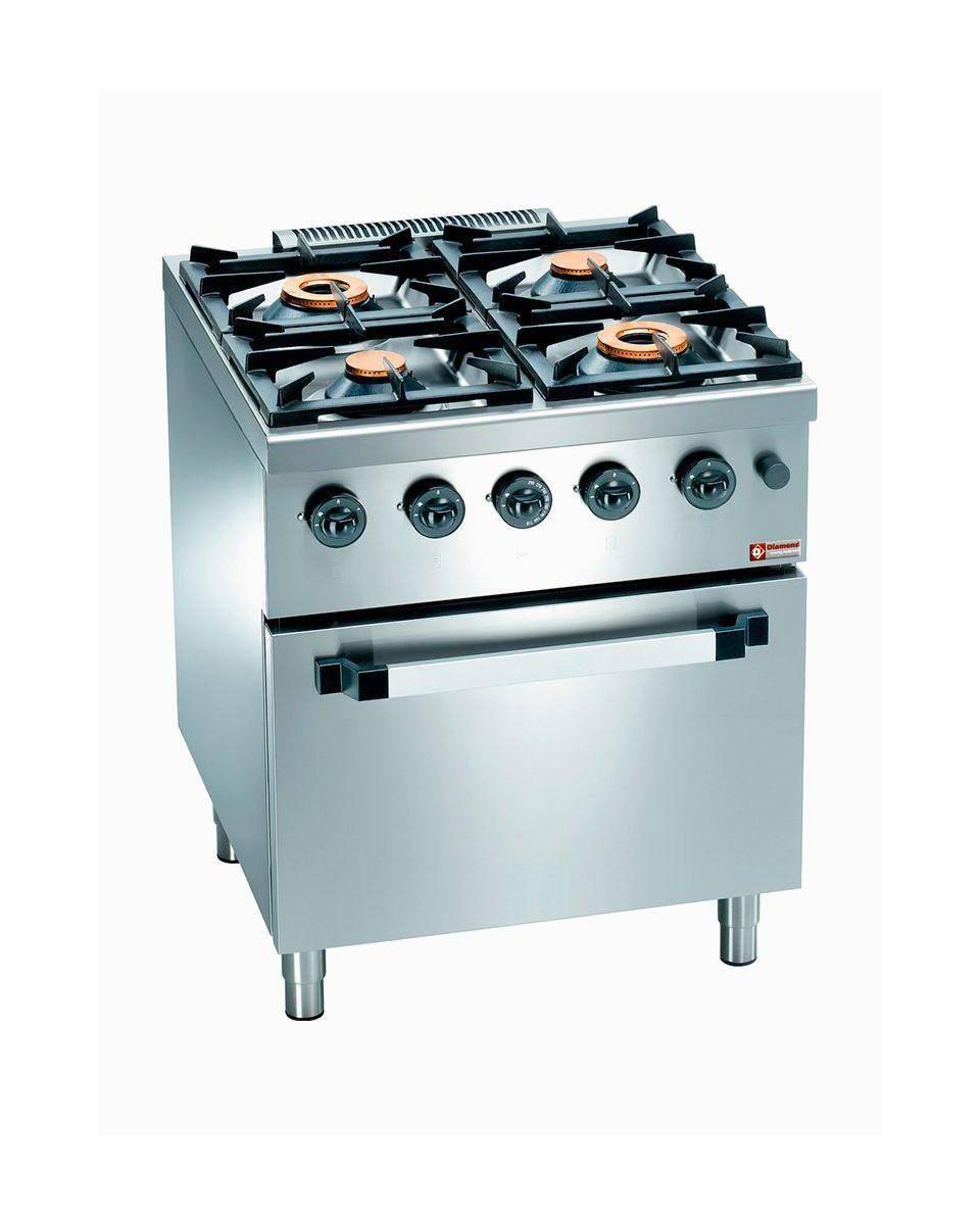 Cuisinière à gaz - Four à convection électrique - 4 brûleurs - Diamant - C4GFEV7-SP