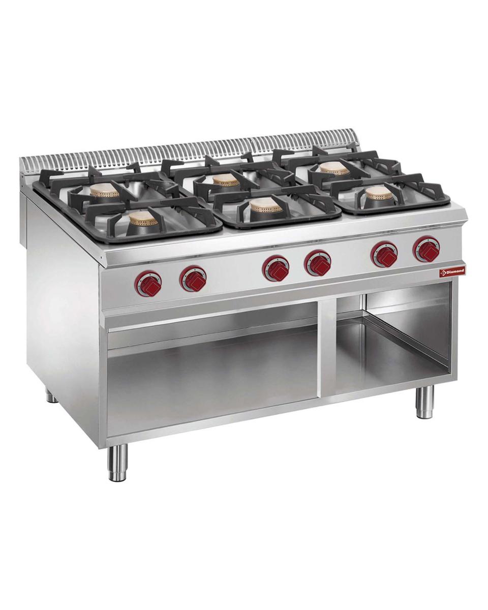 Cuisinière à gaz - 6 feux - Fond ouvert - Diamant - G9/6BA12