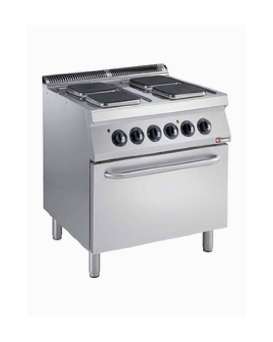 Cuisinière - Ligne 1700 - Electrique - 4 Plaques - Four 2/1 GN - Diamant - E17/4PQF8-N-