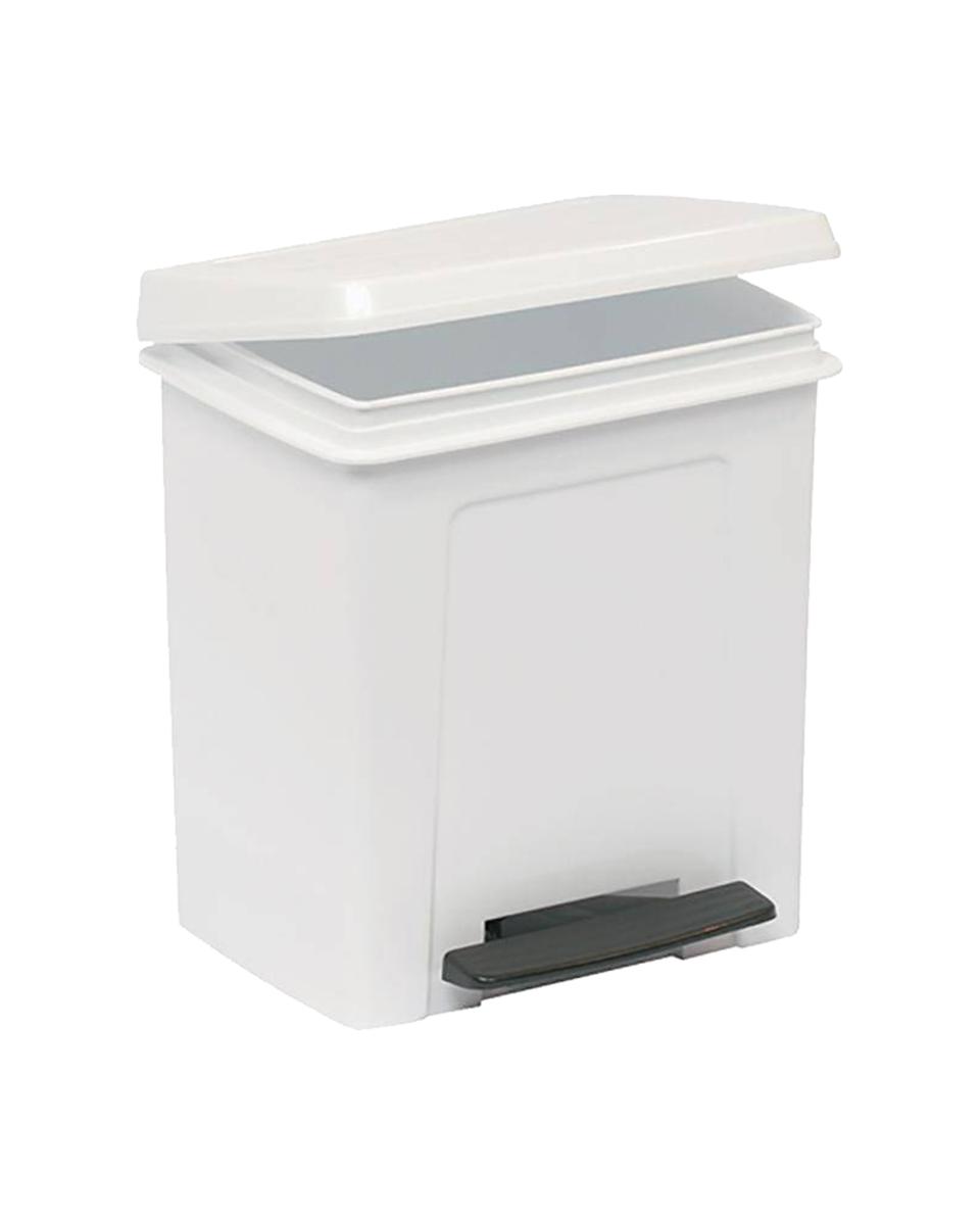 Poubelle à pédale - H 28,5 x 25,5 x 22 CM - 0,936 KG - Blanc - 8 Litres - Denox - 600075