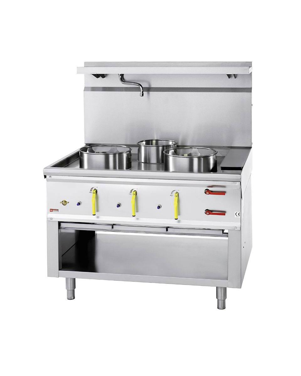 Réchaud gaz Wok - 3 feux - Rideau d'eau - Diamant - CHINE/3L