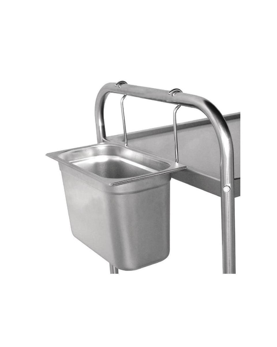 Chariot de service bac gastronorme - 1/3 GN - 7,5 Litre - Argent - 20 CM - Inox - Vogue - S309