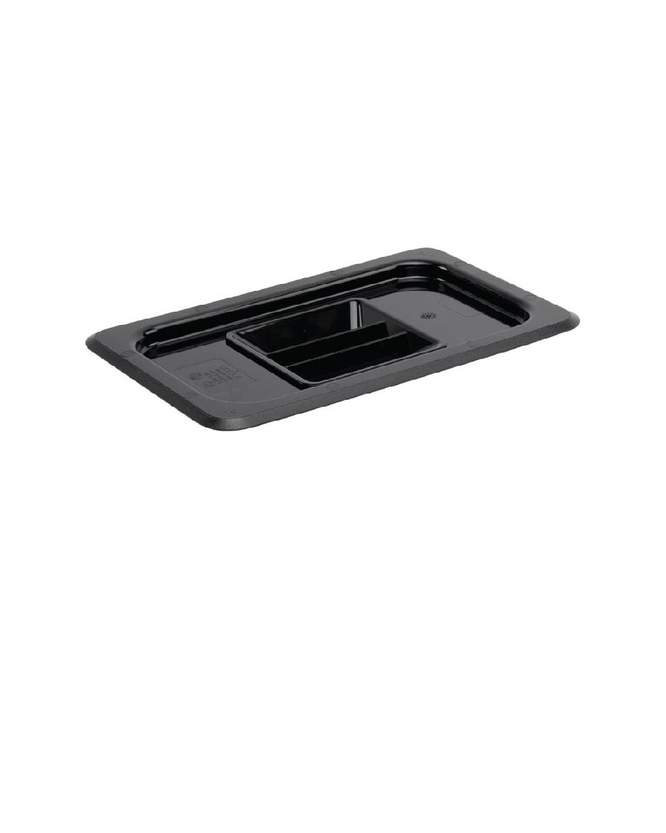 Couvercle bac gastronorme - 1/4 GN - Noir - H 2,5 x 26,5 x 16,2 CM - Polycarbonate - Vogue - U477