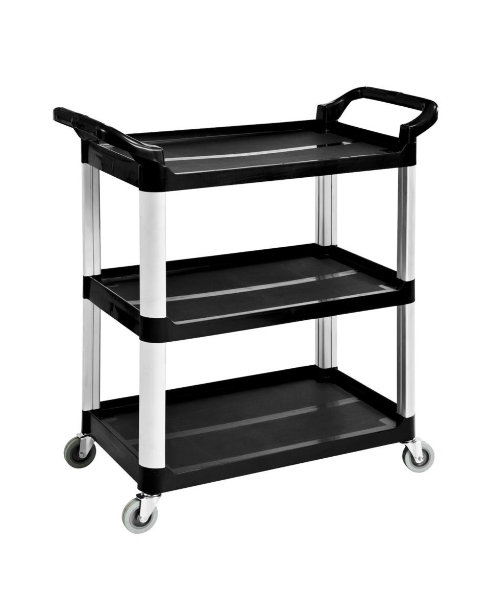 Chariot de service - 3 niveaux - Aluminium - H 96 x 102 x 50 CM - Noir - G-Line