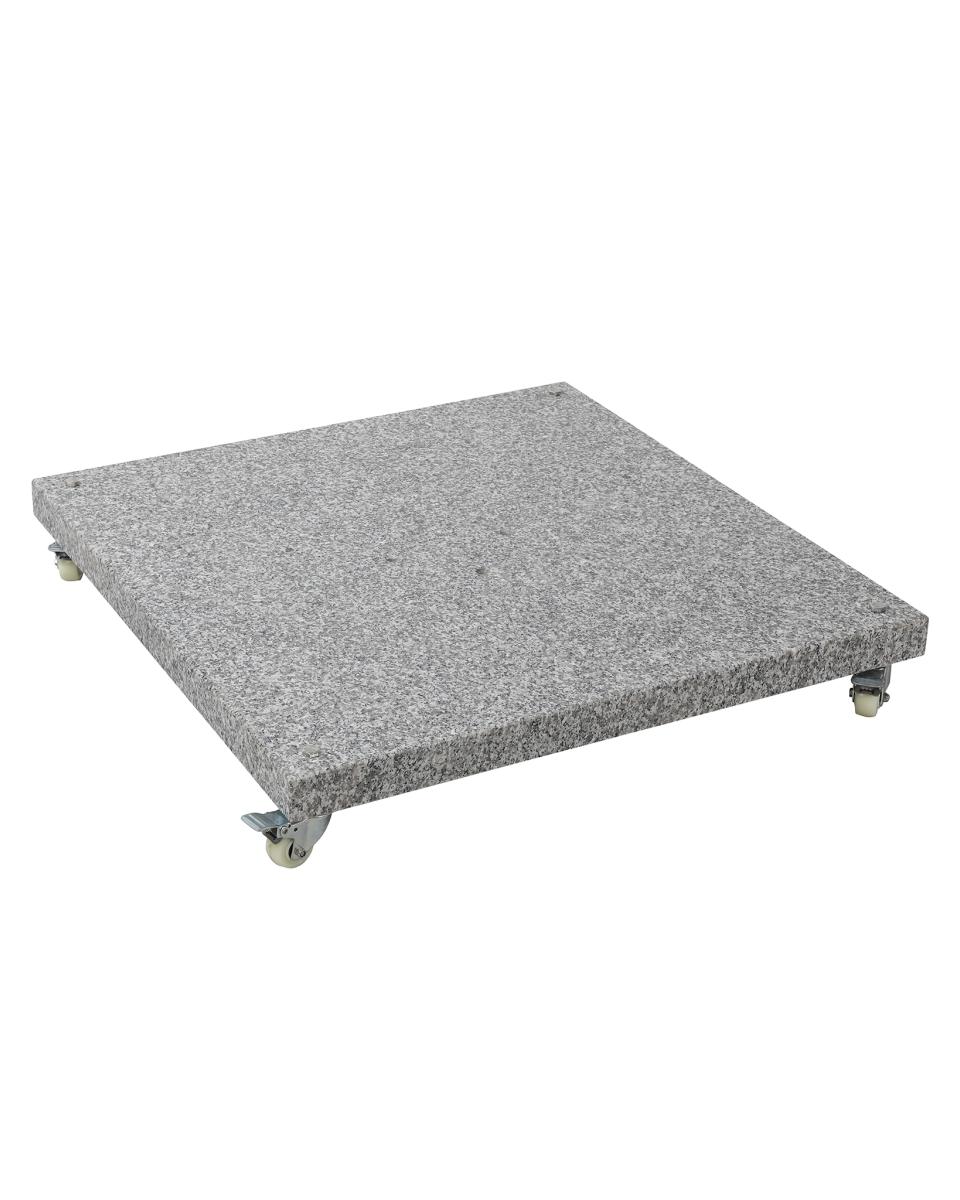 Pied de parasol - 90 KG - H 6,5 x 70 x 70 CM - Granit - Incl. 4 roues - Gris clair - G-Line