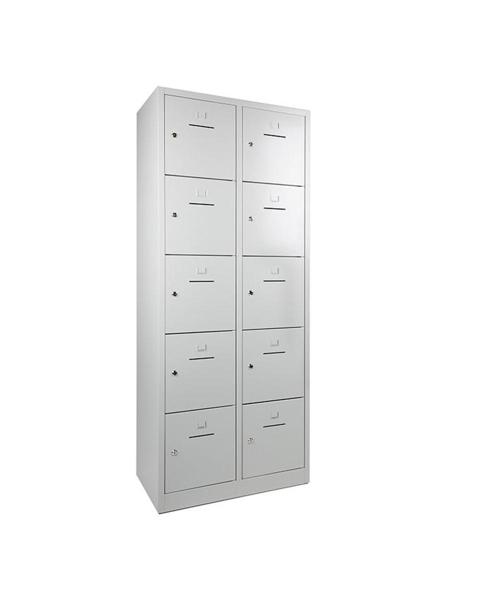 Armoire Vestiaire - 10 Portes - H 190 x 80 x 45 CM - Gris - Serrure Cylindre - WRC