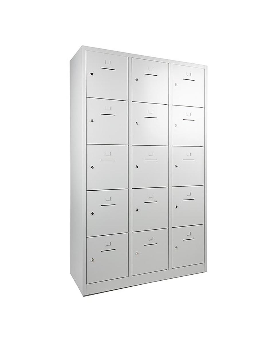 Armoire Vestiaire - 15 Portes - H 190 x 120 x 45 CM - Gris - Cadenas - WRC