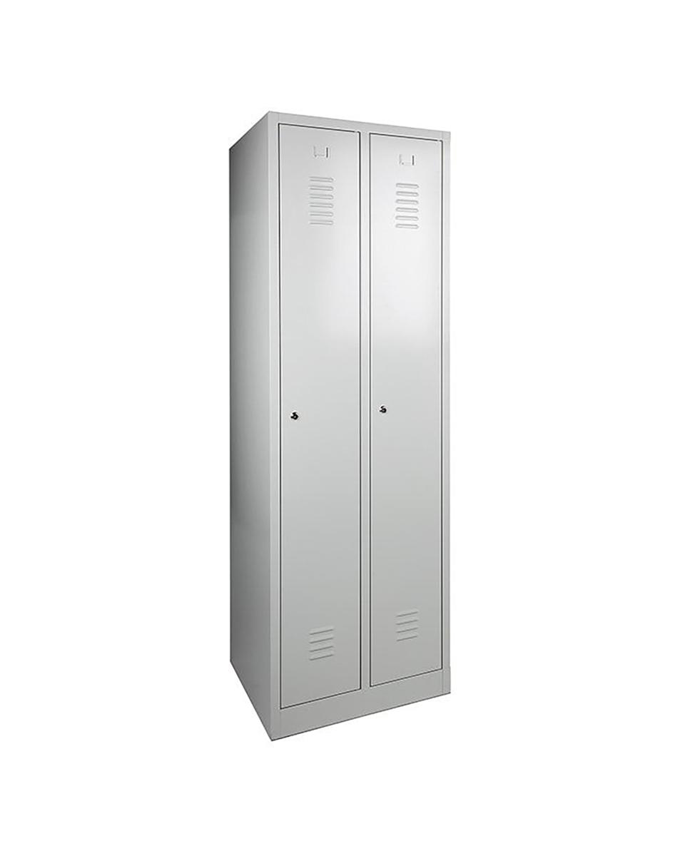 Armoire Vestiaire - 2 Portes - H 180 x 60 x 50 CM - Gris - Serrure à cylindre - WRC