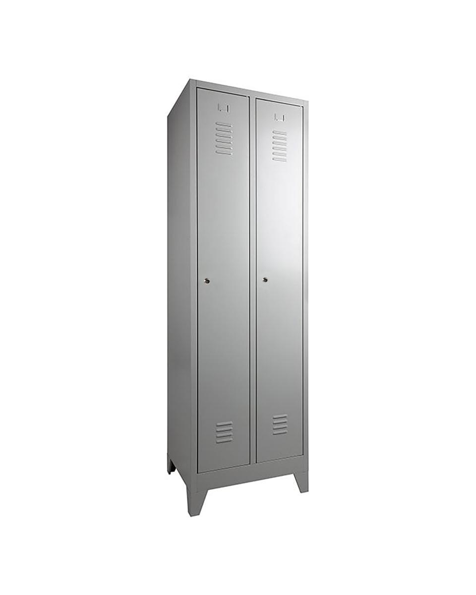 Armoire Vestiaire - 2 portes - H 190 x 60 x 50 CM - Gris - Serrure à cylindre - WRC