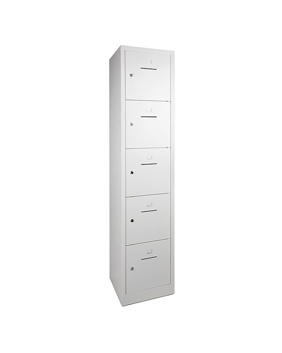 Armoire Vestiaire - 5 Portes - H 190 x 41,5 x 45 CM - Gris - Serrure Cylindre - WRC