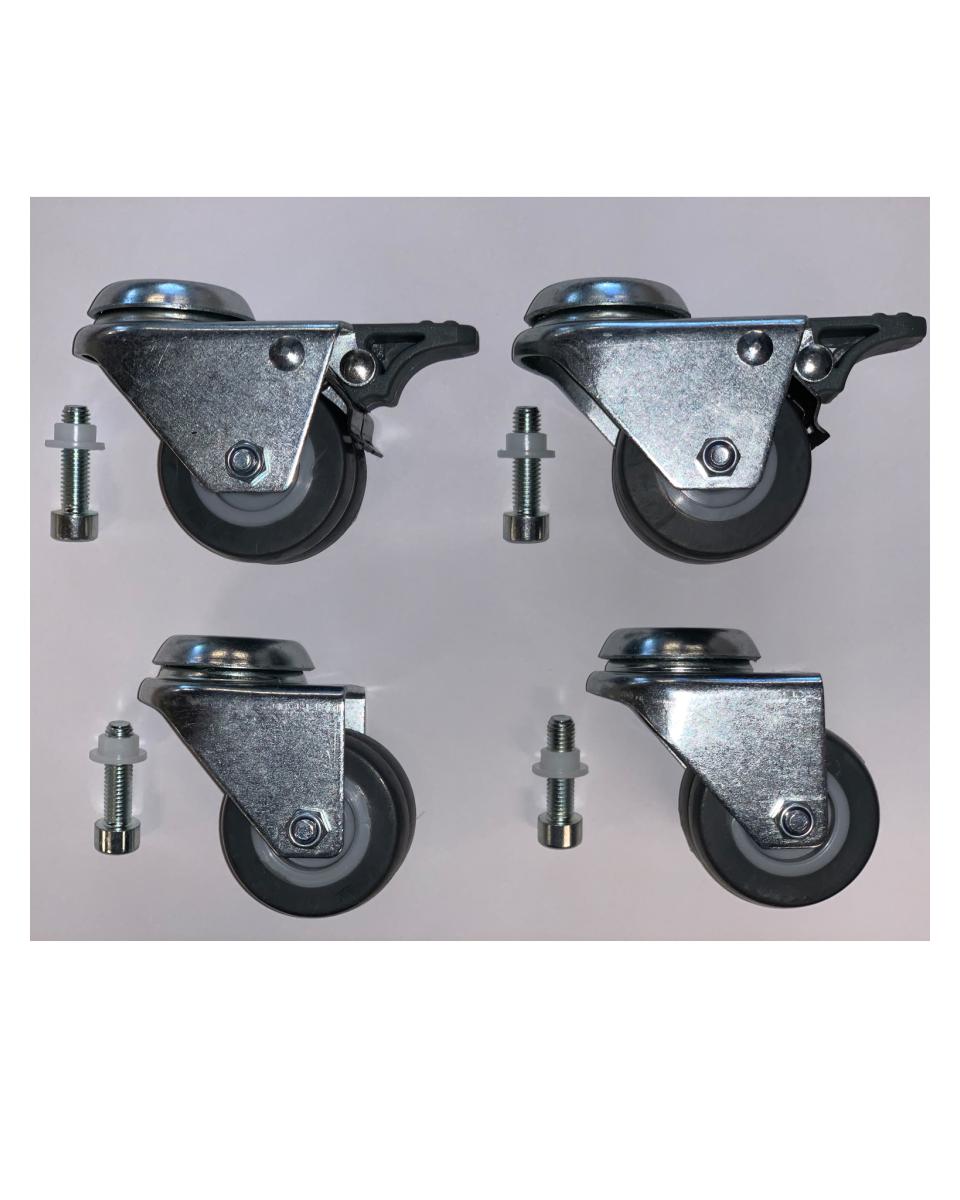 Roulette pivotante - M8 - 5 CM - Set 4 pièces (2 avec frein) - G-Line