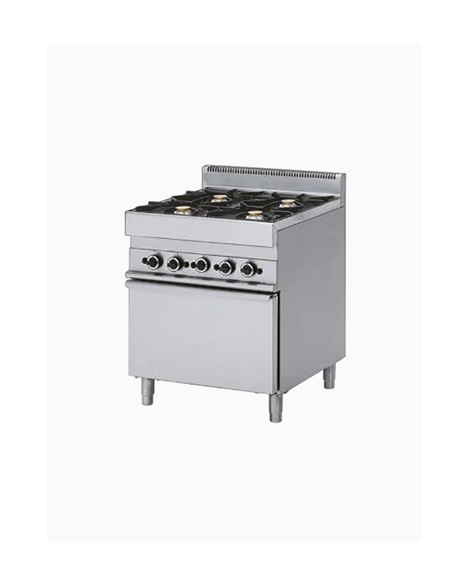 Cuisinière à Gaz - Ligne 650 - 4 Foyers - 1/1 GN - Four à Convection - 70 CM - Mastro - 6570CFGE
