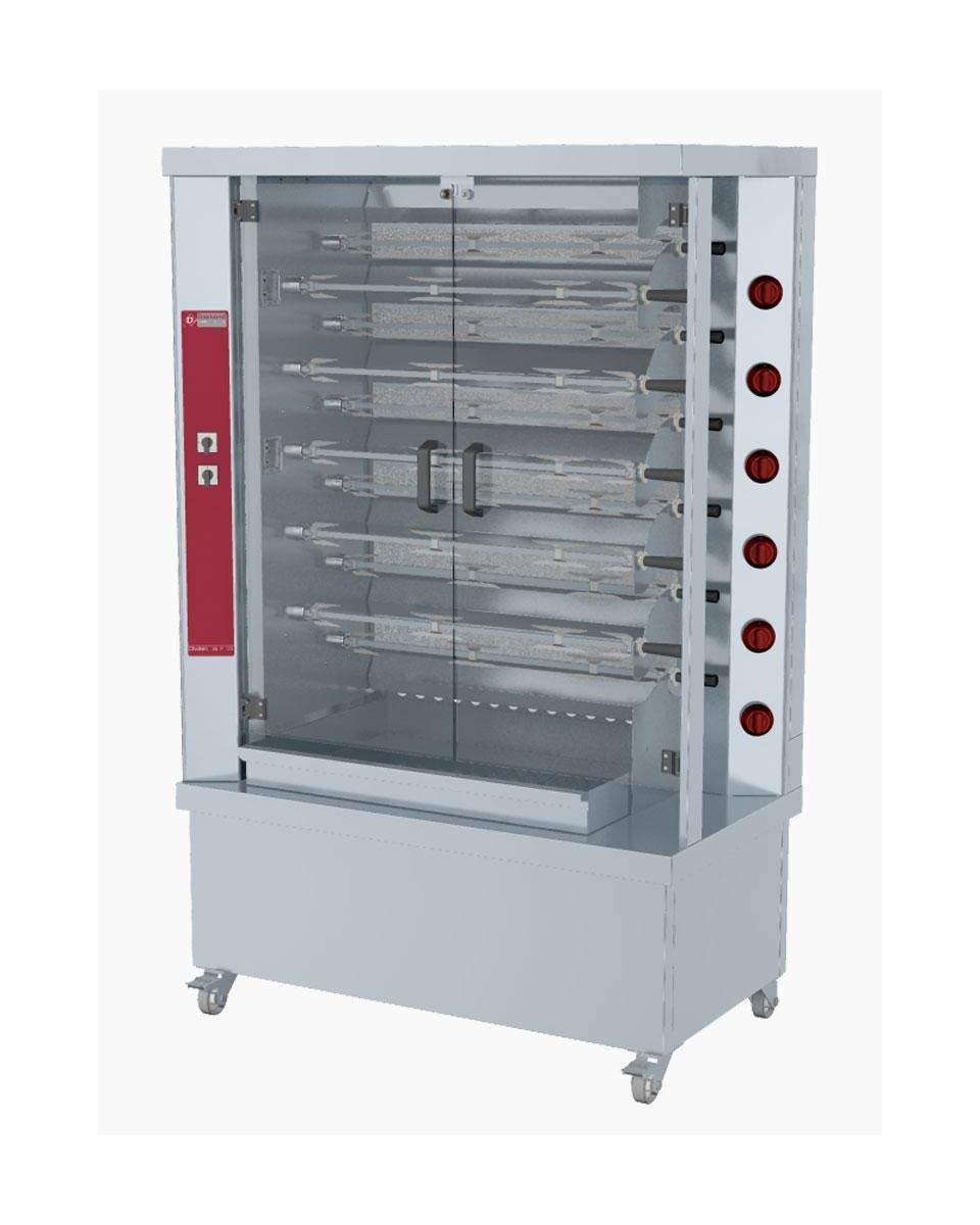 Grill poulet - Gaz - 11 broches - 55 poulets - H 188 x 120 x 66 - Diamant - RVG/112-MX