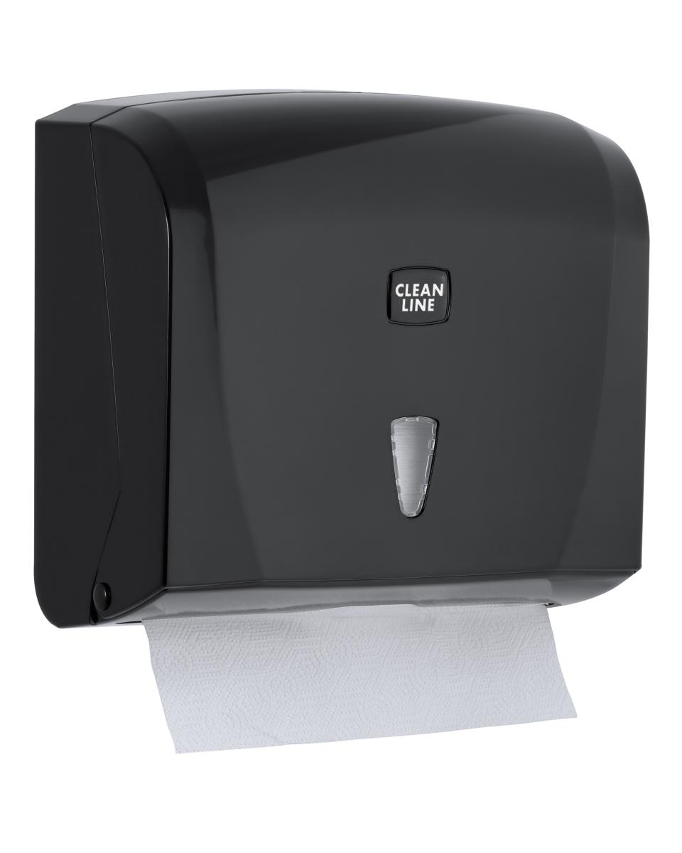 Distributeur de papier à main - Pli en Z - H 24 x 25,5 x 12,5 CM - Noir - Cleanline - G-Line