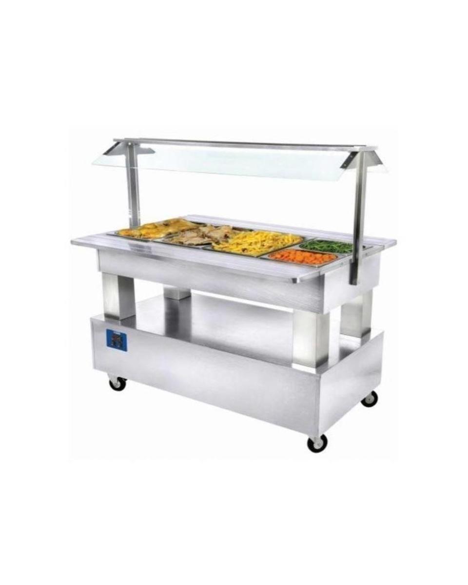 Buffet chaud - 4 x GN 1/1 - Bois blanc - H 137 x 144 x 66 CM - Diamant - BBM/4N-A1