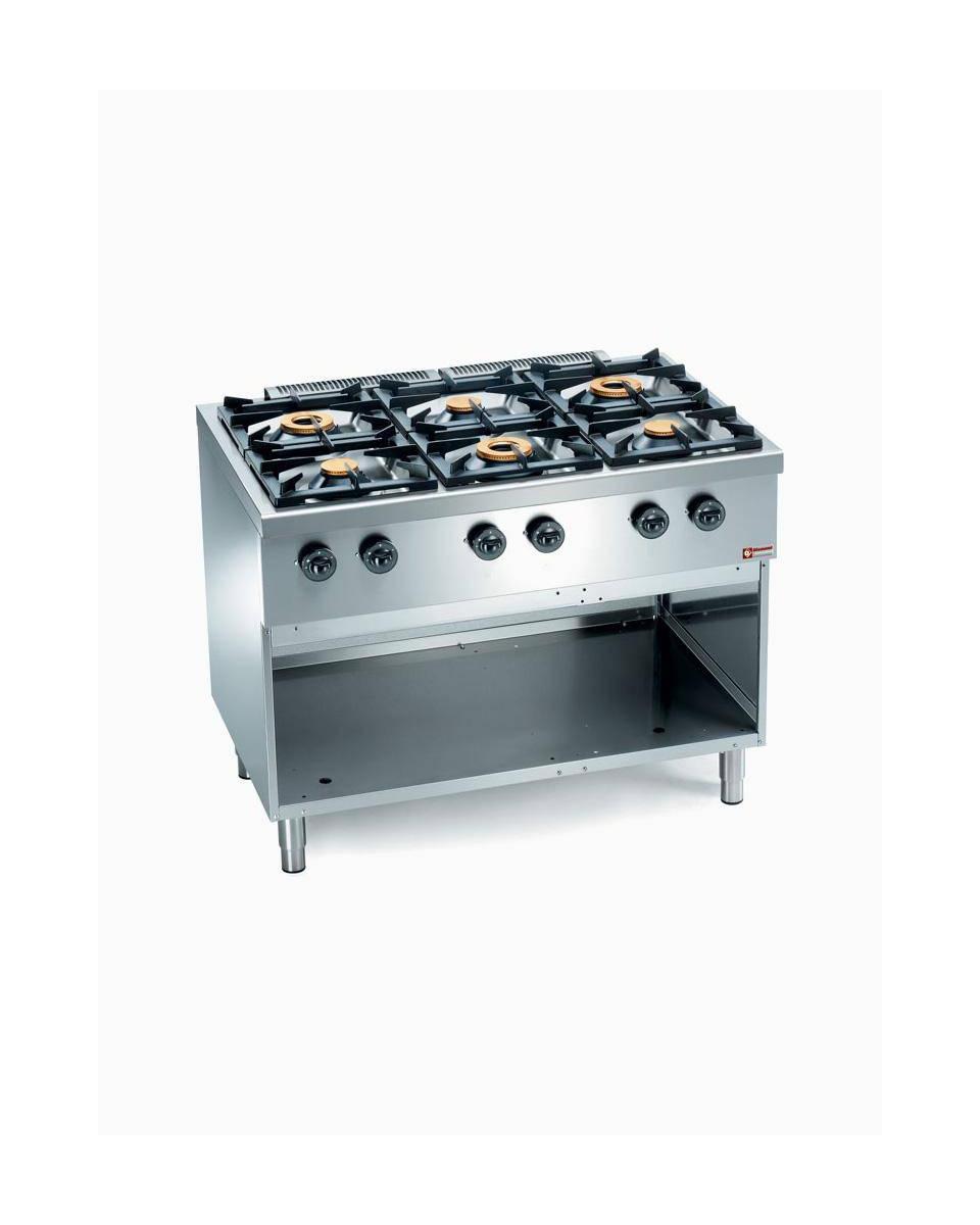 Cuisinière à gaz - 6 brûleurs - Fond ouvert - Diamant - C6GA11-SP