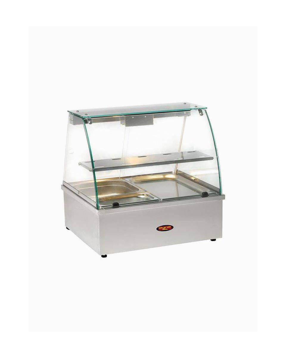Vitrine chauffante - Bain-marie - Panoramique - 2x GN1/1 - VBE-211 - Diamant - VBE-211