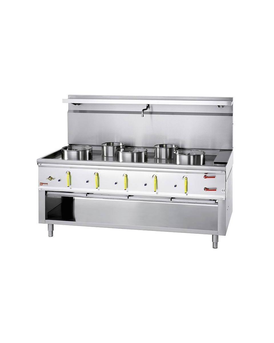 Réchaud gaz wok - 5 feux - Rideau d'eau - Diamant - CHINE/5L