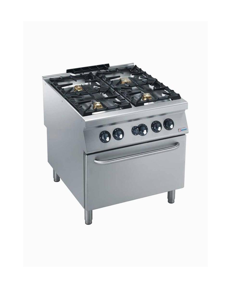 Cuisinière à gaz - Ligne 2200 - 4 Foyers - Four à gaz 2/1 GN - Diamant - G22/4BF8-N-