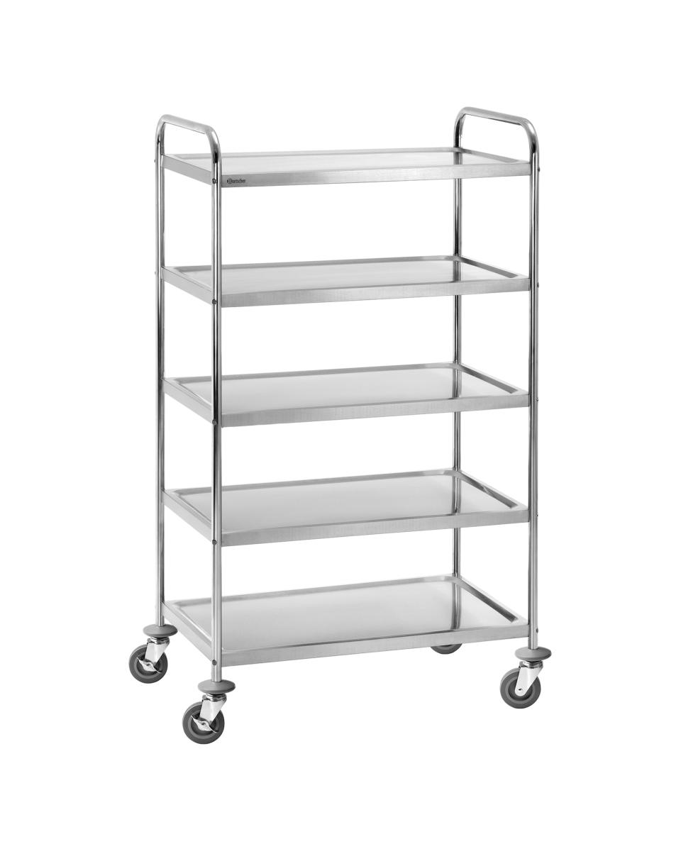 Chariot de service - 5 plateaux - Inox - Démontable - Bartscher - 300065