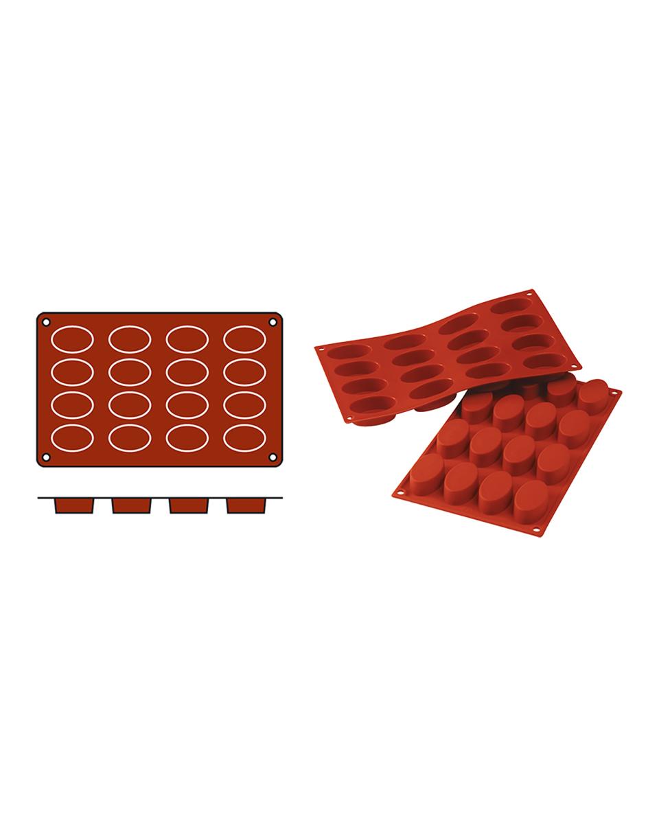 Tapis de cuisson Ovales-Petit - 0,22 KG - Silicone - Rouge - 0,03 Litre - -60°C / +230°C - Silikomart - 070052