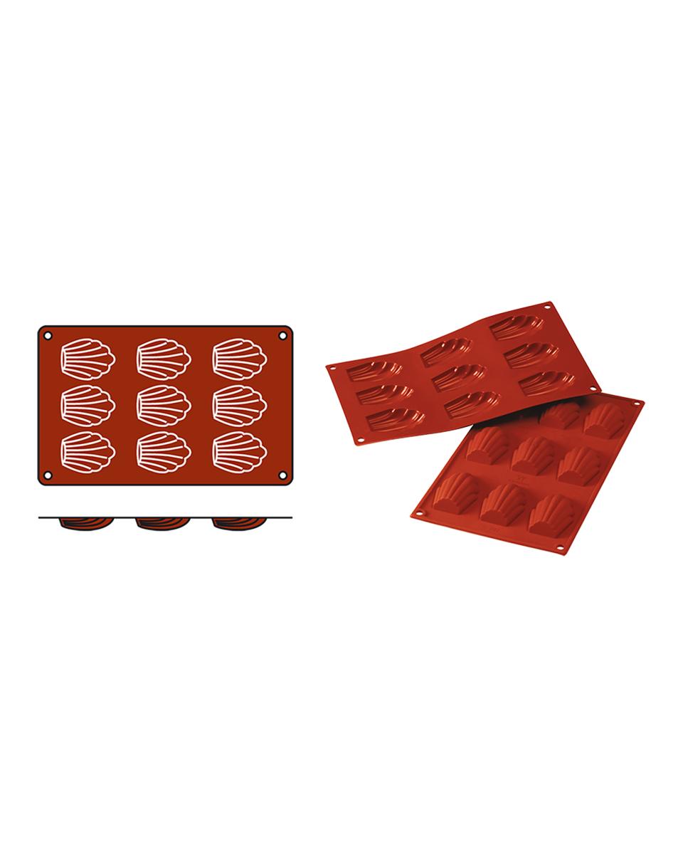 Tapis de cuisson Madeleine - 0,2 KG - Silicone - Rouge - 0,03 Litre - -60°C / +230°C - Silikomart - 070054
