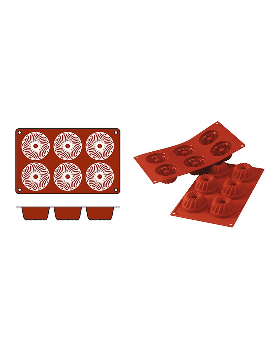 Tapis de cuisson Gugelhupf - 0,245 KG - Silicone - Rouge - 0,08 Litre - -60°C / +230°C - Silikomart - 070060