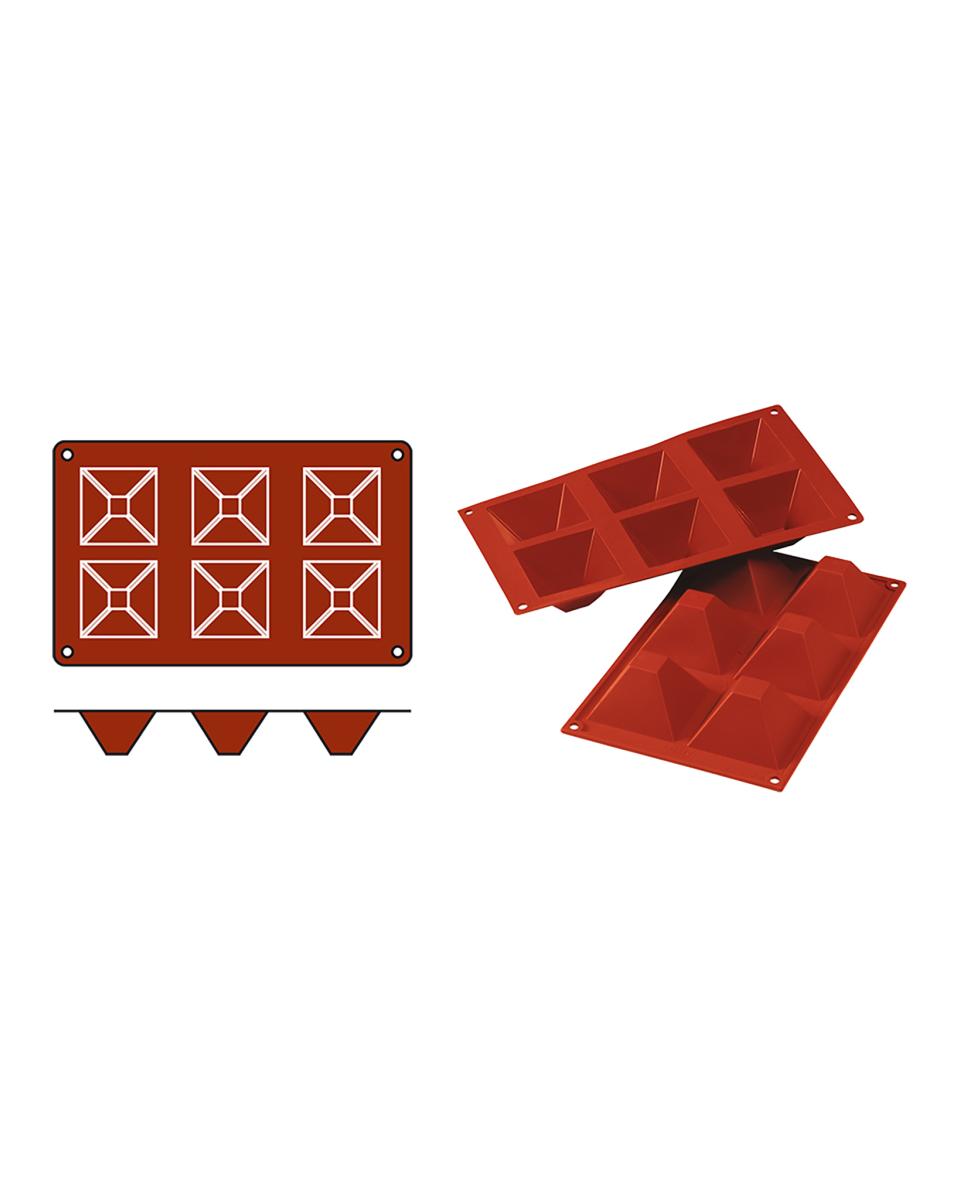 Tapis de Cuisson Pyramide - 0,2 KG - Silicone - Rouge - 0,09 Litre - -60°C / +230°C - Silikomart - 070062