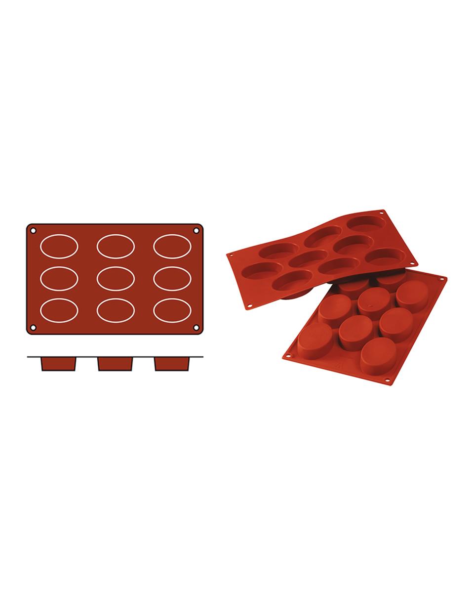Tapis de cuisson Ovales-Moyen - 0,2 KG - Silicone - Rouge - 0,05 Litre - -60°C / +230°C - Silikomart - 070071