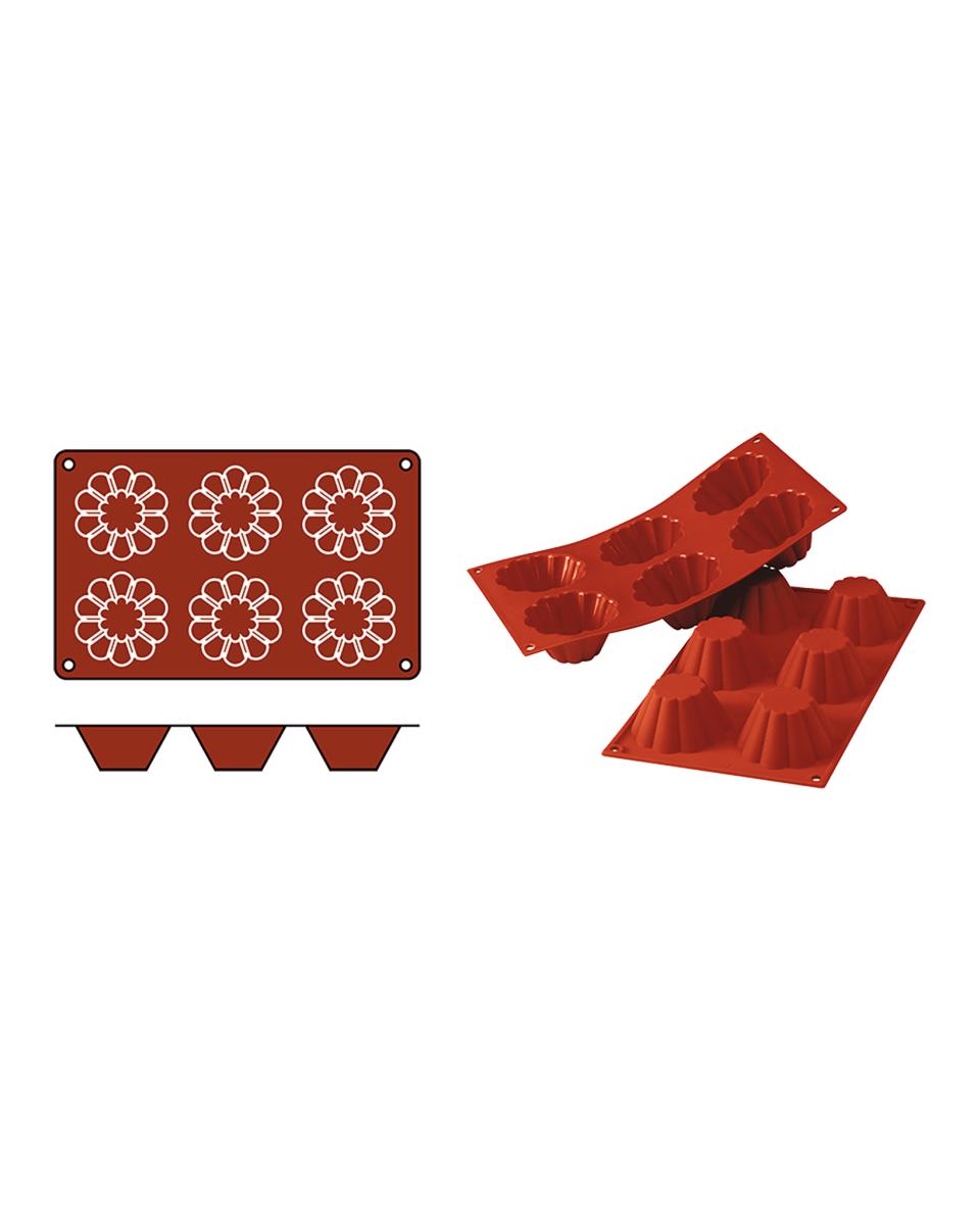 Tapis de cuisson Briochette - 0,22 KG - Silicone - Rouge - 0,11 Litre - -60°C / +230°C - Silikomart - 070074