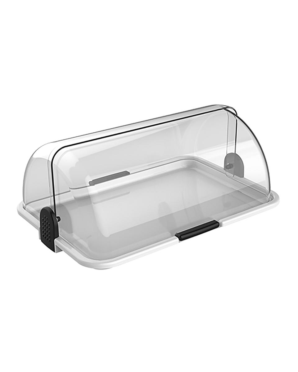 Vitrine buffet - H 19,5 x 46,5 x 31,5 CM - 1 901 KG - Polypropylène - Transparent - Couvercle Rolltop - 245010