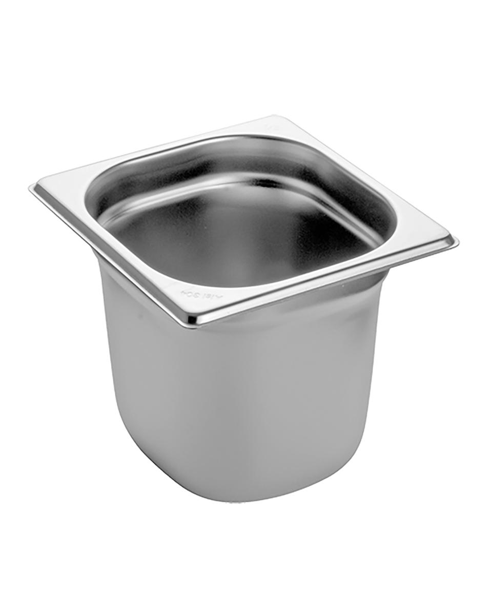 Bac gastronorme - 1/6 GN - 2,3 Litre - H 15 x 17,6 x 16,2 CM - Inox - Caterchef - 953162