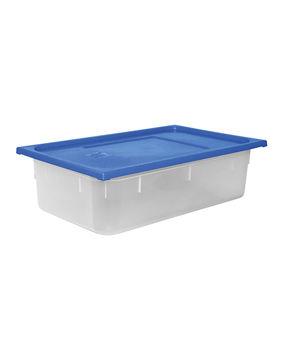 Boîte Alimentaire - 1/1 GN - 19.5 Litre - H 15 x 53 x 32.5 CM - Polypropylène - Bleu - -40°C / +70°C - Hermétique Verrouillable - Caterchef - 953832