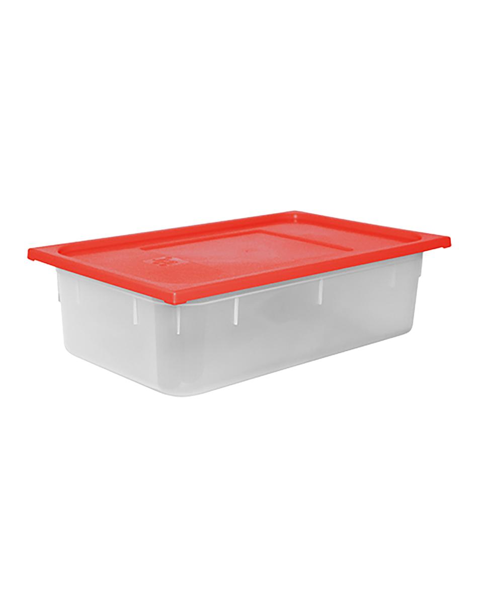 Boîte Alimentaire - 1/1 GN - 19.5 Litre - H 15 x 53 x 32.5 CM - Polypropylène - Rouge - -40°C / +70°C - Hermétique Verrouillable - Caterchef - 953838
