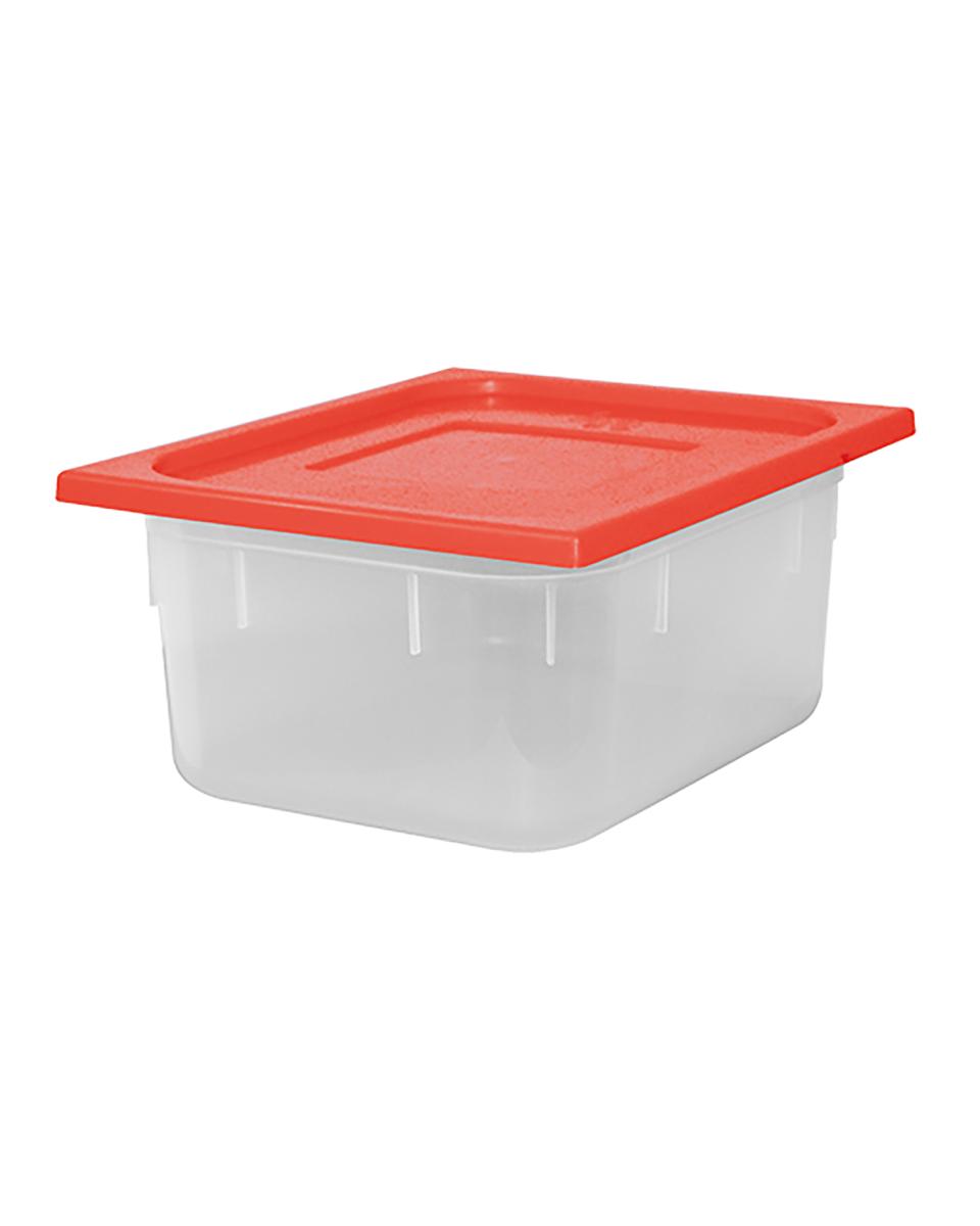 Boîte Alimentaire - 1/2 GN - 8.9 Litre - H 15 x 32.5 x 26.5 CM - Polypropylène - Rouge - -40°C / +70°C - Hermétique Verrouillable - Caterchef - 953848