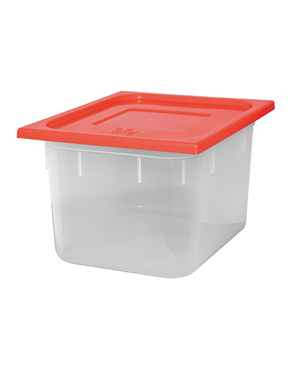 Boîte Alimentaire - 1/2 GN - 11.8 Litre - H 20 x 32.5 x 26.5 CM - Polypropylène - Rouge - -40°C / +70°C - Hermétique Verrouillable - Caterchef - 953849