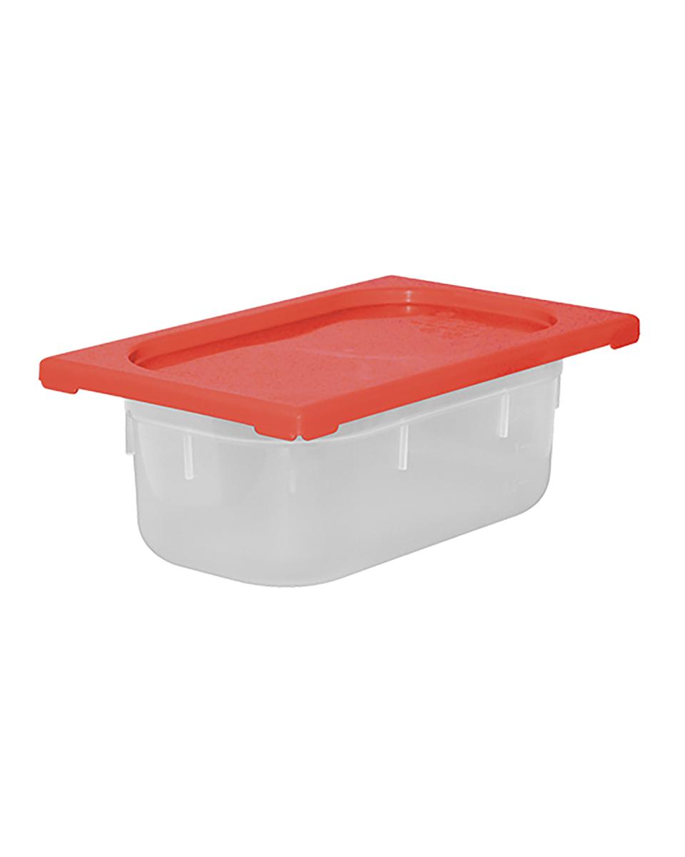 Boîte Alimentaire - 1/4 GN - 2.5 Litre - H 10 x 26.5 x 16.2 CM - Polypropylène - Rouge - -40°C / +70°C - Hermétique Verrouillable - Caterchef - 953867