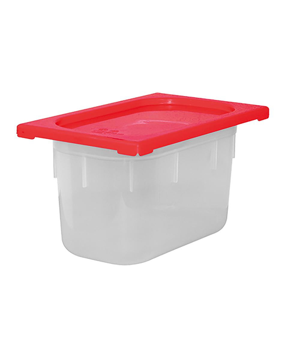 Boîte Alimentaire - 1/4 GN - 3.7 Litre - H 15 x 26.5 x 16.2 CM - Polypropylène - Rouge - -40°C / +70°C - Hermétique Verrouillable - Caterchef - 953868