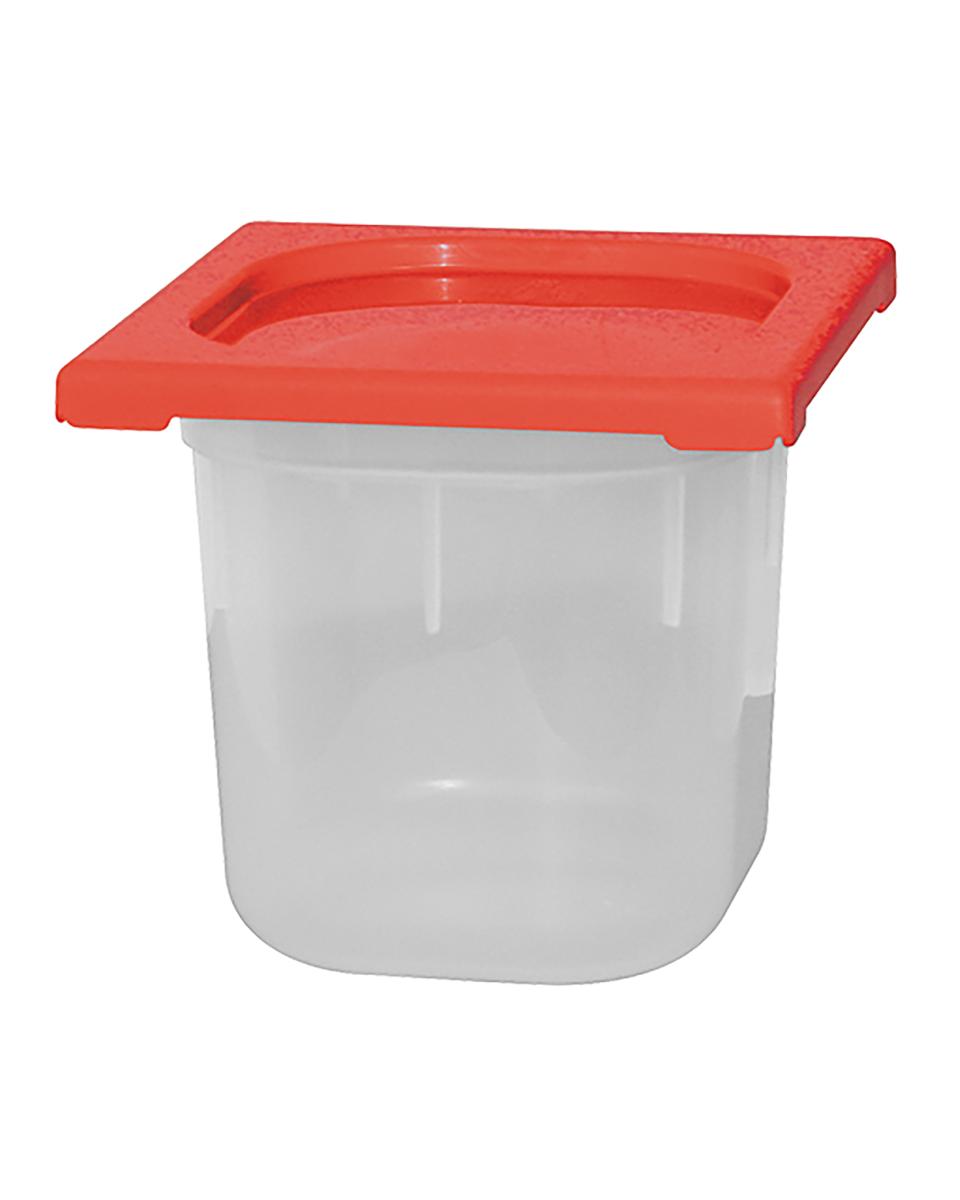 Boîte Alimentaire - 1/6 GN - 2.2 Litre - H 15 x 17.6 x 16.2 CM - Polypropylène - Rouge - -40°C / +70°C - Hermétique Verrouillable - Caterchef - 953878