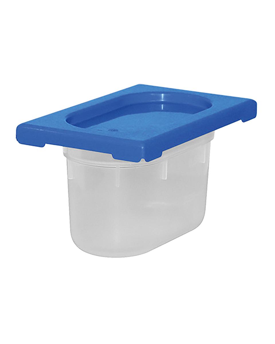 Boîte Alimentaire - 1/9 GN - 1 Litre - H 10 x 17.6 x 10.8 CM - Polypropylène - Bleu - -40°C / +70°C - Hermétique Verrouillable - Caterchef - 953881