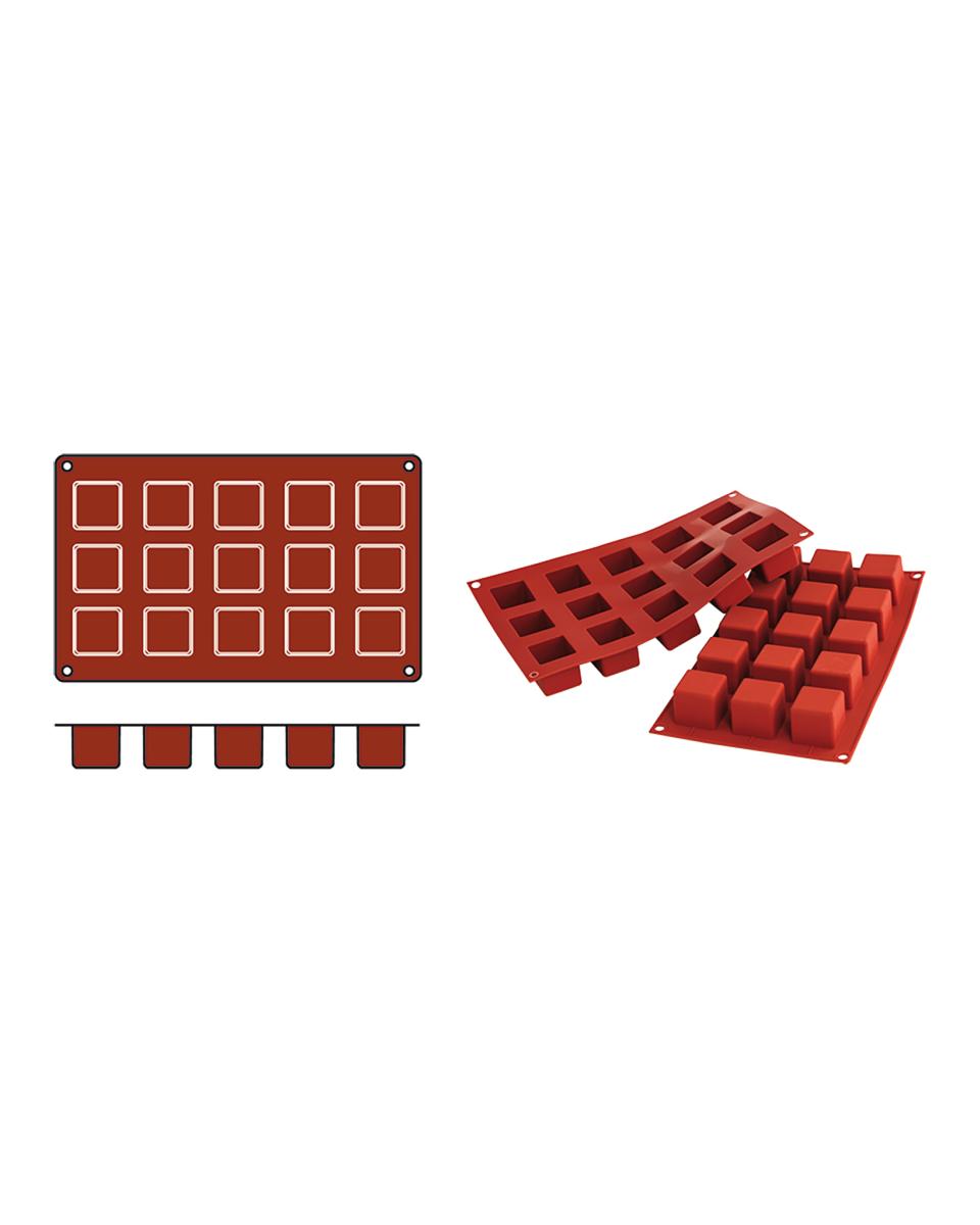 Tapis de cuisson Cubes-Mini - 0,29 KG - Silicone - Rouge - 0,042 Litre - -60°C / +230°C - Silikomart - 070078