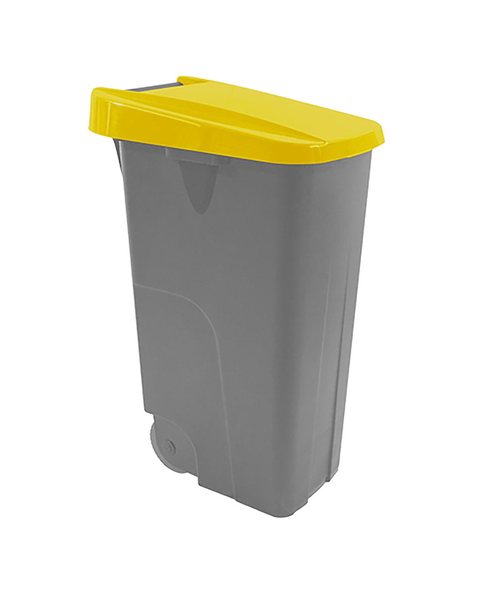 Poubelle - H 88 x 42 x 57 CM - 4,1 KG - Polypropylène - Jaune - 110 Litres - Denox - 600092