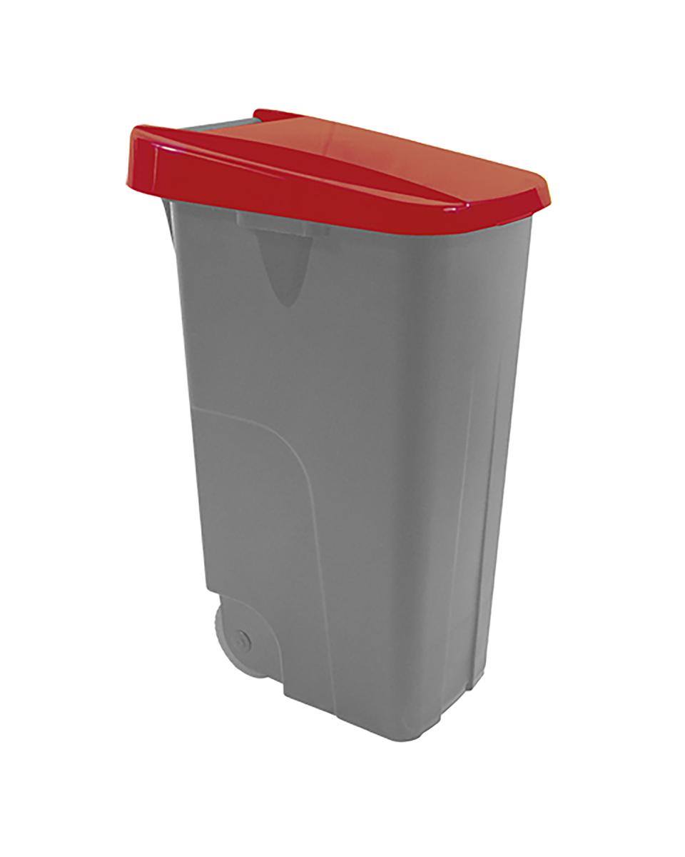 Poubelle - H 88 x 42 x 57 CM - 4,1 KG - Polypropylène - Rouge - 110 Litres - Denox - 600093