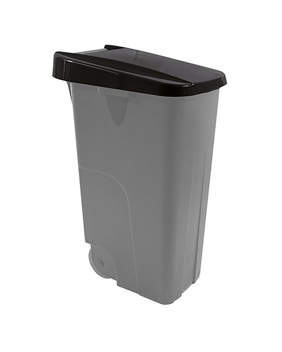 Poubelle - H 88 x 42 x 57 CM - 4,1 KG - Polypropylène - Noir - 110 Litres - Denox - 600094