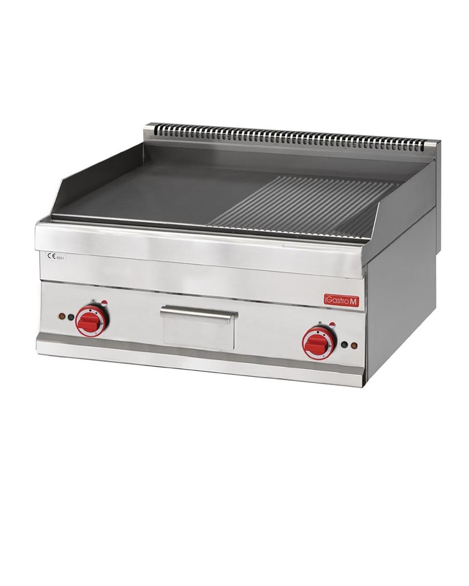 Plancha - Ligne 650 - Electrique - Lisse/Striée - H 28 x 70 x 65 CM - 9 kW - 400 V - Inox - Gastro M - GN061