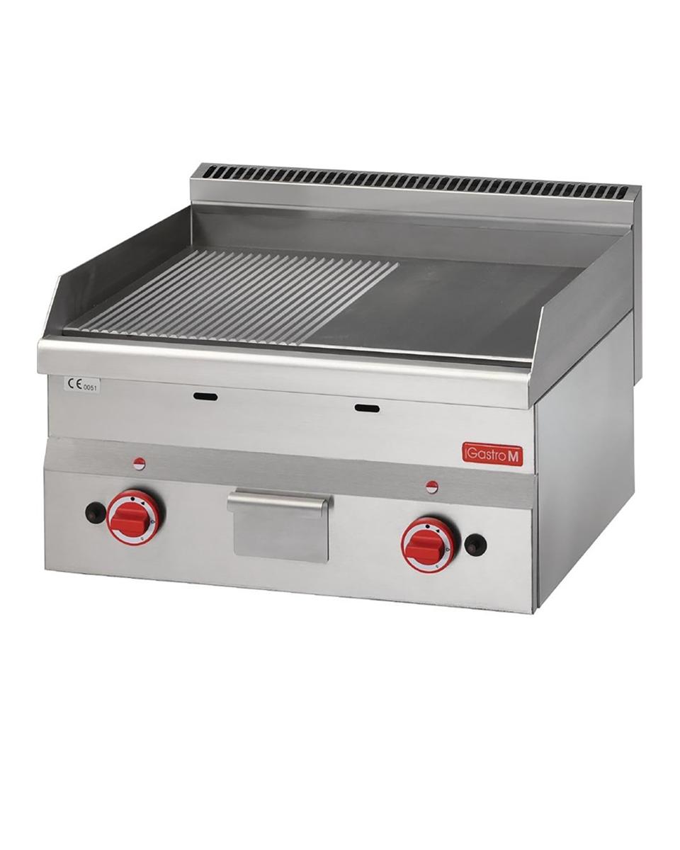 Plancha - Ligne 600 - Gaz - Lisse/Striée - H 28 x 60 x 60 CM - 10,4 kW - Inox - Gastro M - GN025